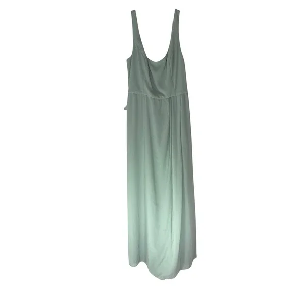Celebrate DB Studio Dusty Sage As Is Chiffon Tank Scoop Neck Dress Size 12 - Picture 2 of 14